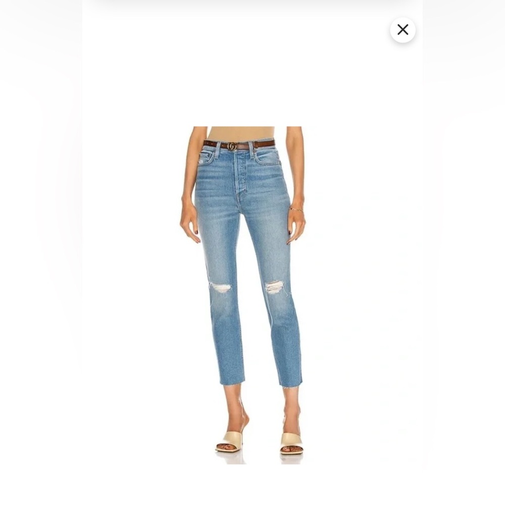 RE/DONE 90s High Rise Ankle Crop Women's Blue Distressed Jeans - Picture 1 of 5